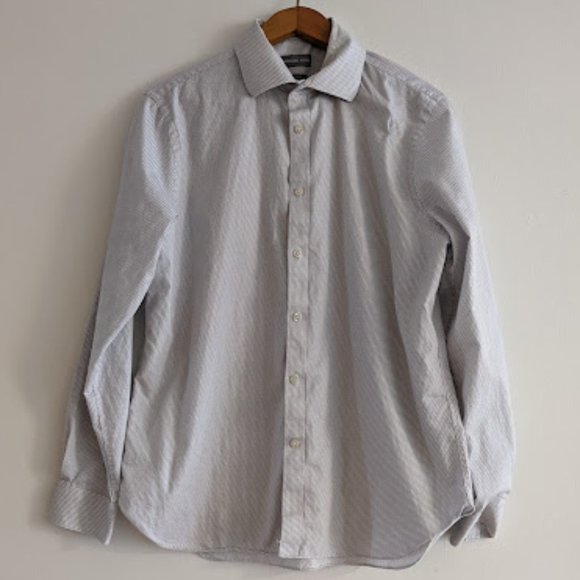 Michael Kors White and Grey Button Down Shirt Size L - Picture 1 of 10